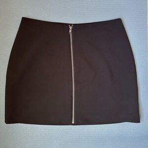 Black Zipper Front Mini Skirt